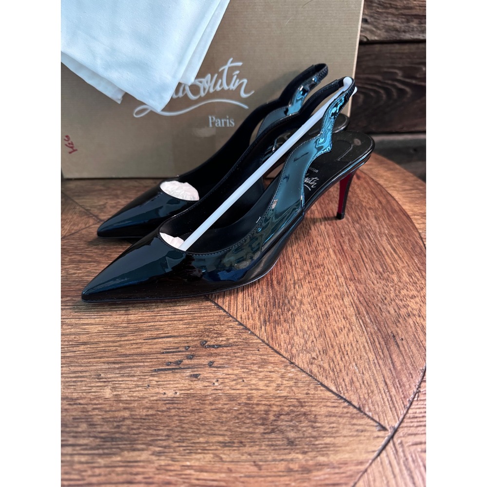 Christian Louboutin Hot Chick Sling 70 Black Patent Leather Pumps 36 us 6 NWB - Picture 5 of 12